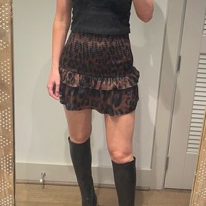 Smocked Ruffle Cheetah Skirt